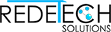 Logo da firma Redetech com detalhe da letra t em azul